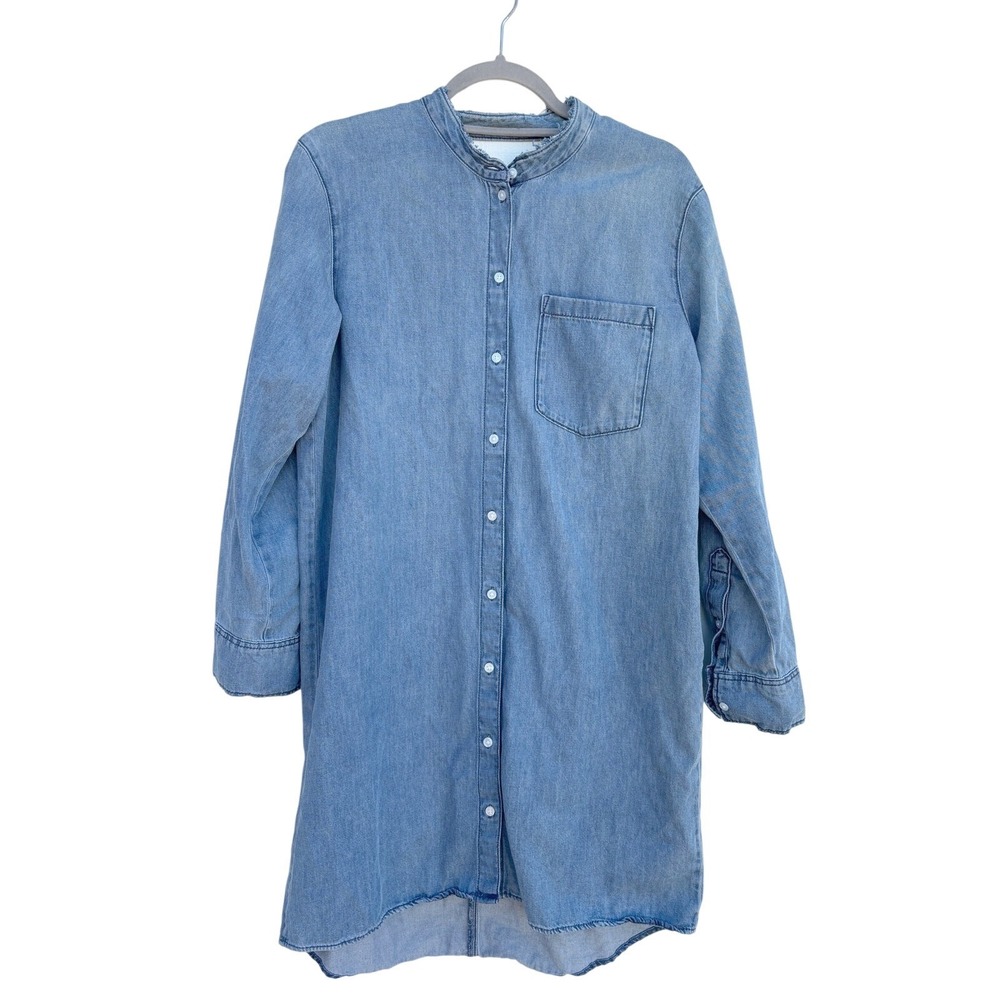 Cheap Monday Anti Denim Dress Blue Light Wash Cutout Back Raw Edge US 36 (M)